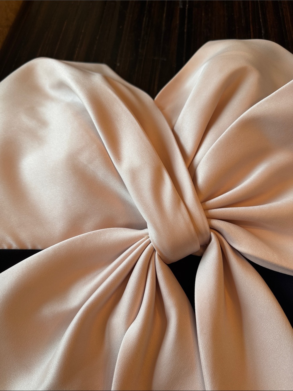 Badgley Mischka Blush & Black Bow Combo Dress - Picture 4 of 14